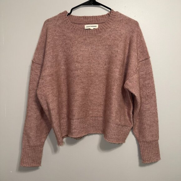 Lucky Brand Pink Sweater Size L Soft Knit Crewneck Cozy Relaxed Fit - Picture 2 of 7